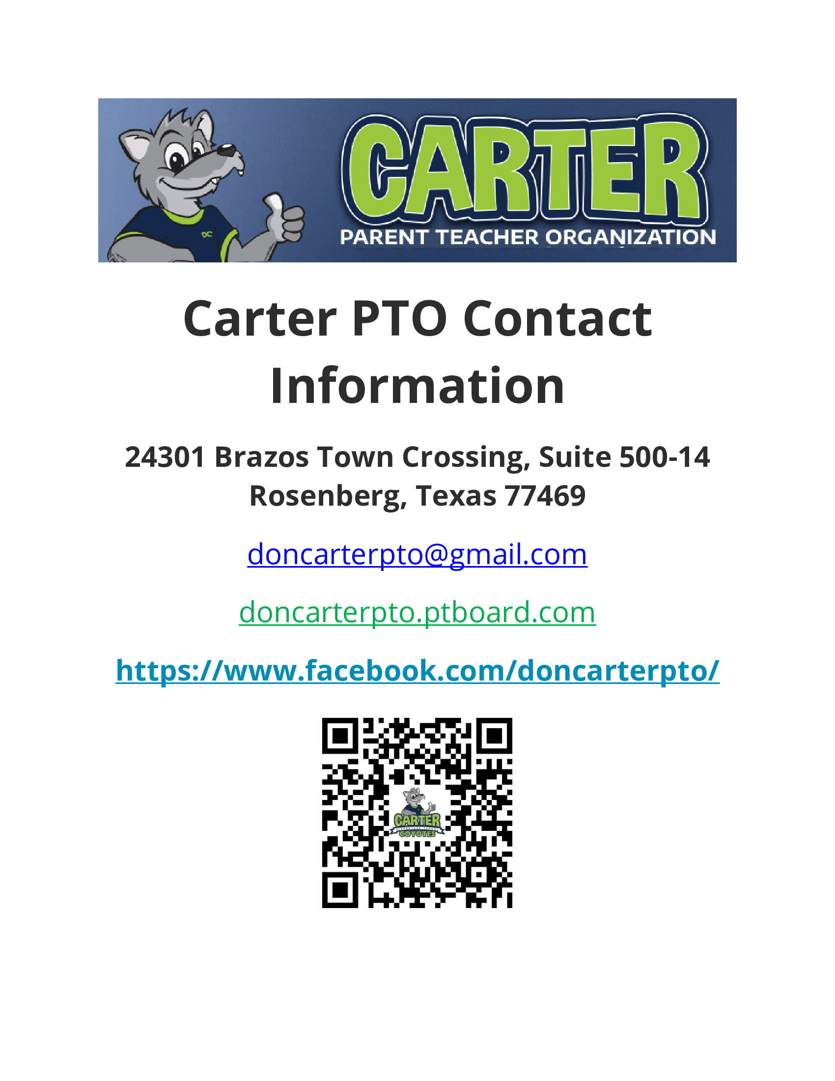 Carter PTO Contact Information 1 of 1