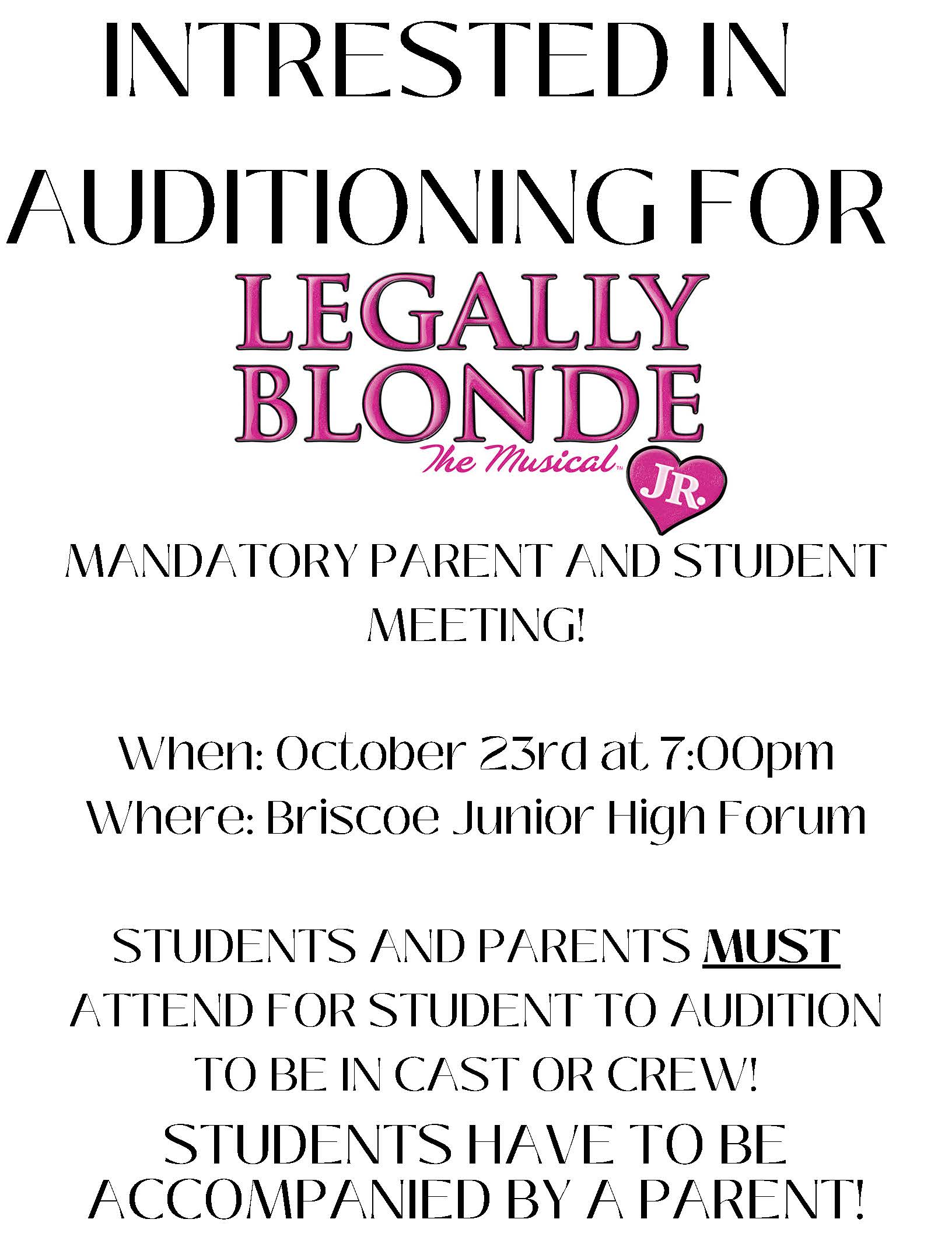 INTRESTED IN AUDITIONING FOR THE MUSICAL??